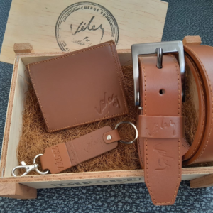 KIT CORREA BILLETERA LLAVERO CAJA VELEZ